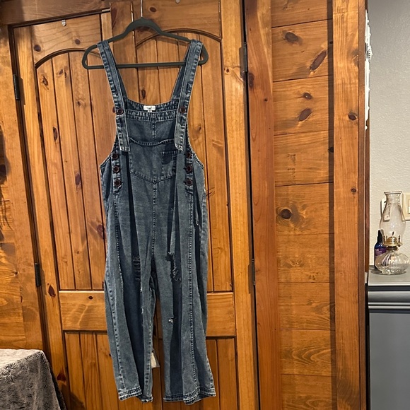 Easel Blue Denim Jumpsuit with buttons size small - Picture 5 of 5